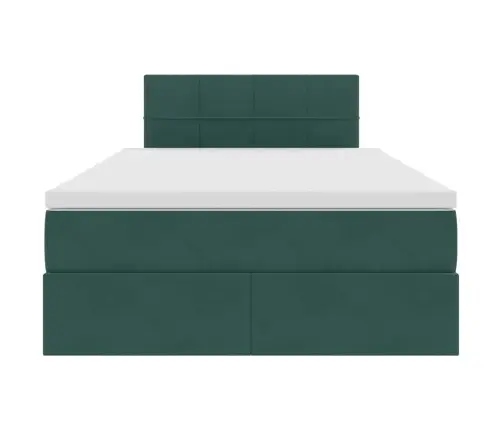 Gulta Ar Led Sloksnes Lukturiem Tumši Zaļš 120 X 200 Cm Samts Vidaxl