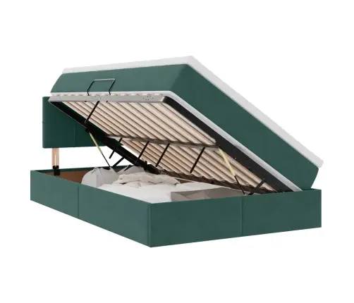 Gulta Ar Led Sloksnes Lukturiem Tumši Zaļš 120 X 200 Cm Samts Vidaxl