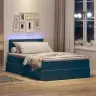 Gulta Ar Led Sloksnes Lukturiem Tumši Zils 120 X 200 Cm Samts Vidaxl
