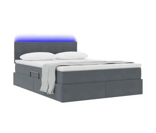 Lova Su Galvūgalio Tamsiai Pilka 140 X 190 Cm Aksomas