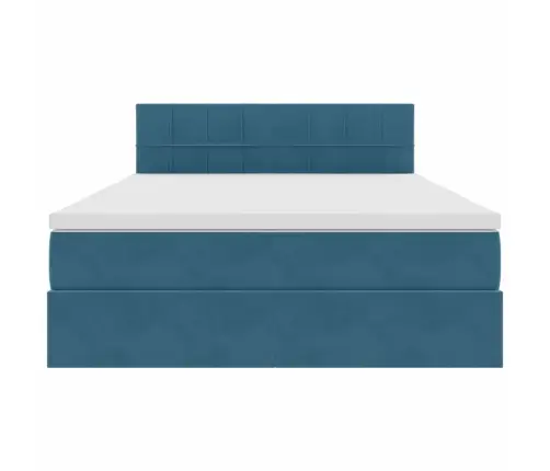 Gulta Ar Led Sloksnes Lukturiem Tumši Zils 140 X 190 Cm Samts Vidaxl