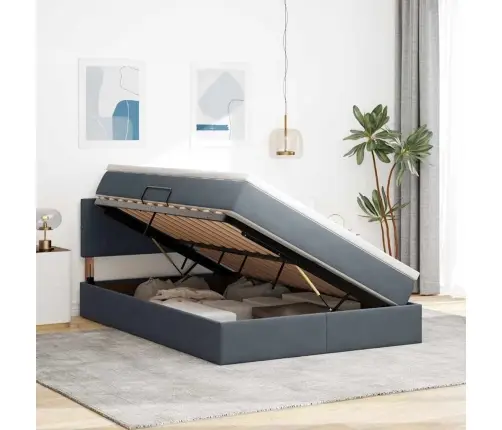 Gulta Ar Led Sloksnes Lukturiem Tumši Pelēks 140 X 200 Cm Samts Vidaxl