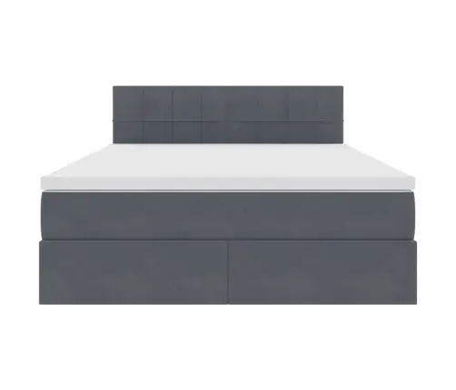 Gulta Ar Led Sloksnes Lukturiem Tumši Pelēks 140 X 200 Cm Samts Vidaxl