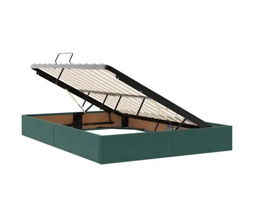 Gulta Ar Led Sloksnes Lukturiem Tumši Zaļš 140 X 200 Cm Samts Vidaxl