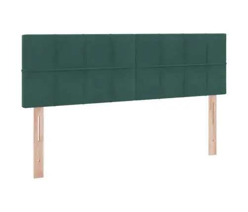 Gulta Ar Led Sloksnes Lukturiem Tumši Zaļš 140 X 200 Cm Samts Vidaxl