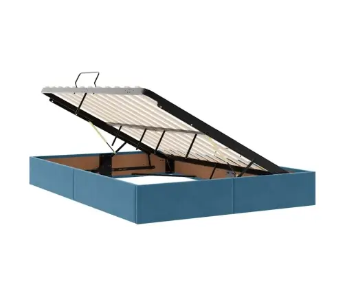 Led-Valgusega Hoiuvoodi Peaga Tumesinine 140 X 200 Cm Samet