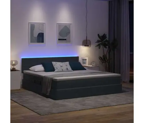 Led-Valgusega Hoiuvoodi Madratsiga Tumehall 180 X 200 Cm Samet