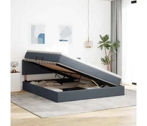 Led-Valgusega Hoiuvoodi Madratsiga Tumehall 180 X 200 Cm Samet