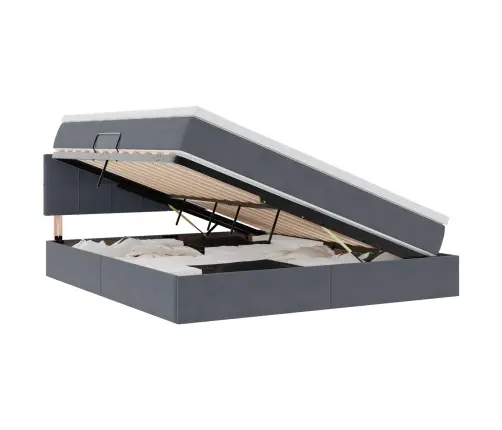 Led-Valgusega Hoiuvoodi Madratsiga Tumehall 180 X 200 Cm Samet