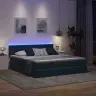 Gulta Ar Led Sloksnes Lukturiem Tumši Zils 180 X 200 Cm Samts Vidaxl