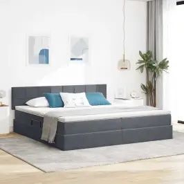 Lova Su Daiktų Laikymo Vieta Ir Led Tamsiai Pilka 200 X 200 Cm Lova Su Daiktų Laikymo Vieta Ir Led Tamsiai Pilka 200 X 200 Cm