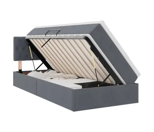 Led-Valgusega Hoiuvoodi Madratsiga Tumehall 90 X 190 Cm Samet