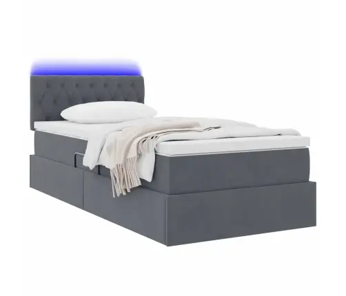 Led-Valgusega Hoiuvoodi Madratsiga Tumehall 90 X 190 Cm Samet