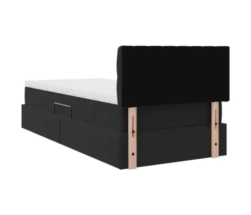 Gulta Ar Uzglabāšanas Vietu Un Led Melna 90 X 190 Cm Samts Vidaxl