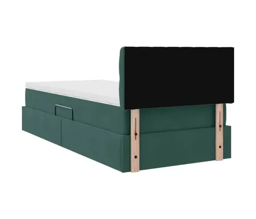 Lova Su Daiktų Laikymo Vieta Ir Led Tamsiai Žalia 90 X 190 Cm