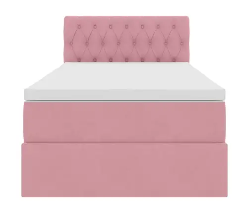 Gulta Ar Uzglabāšanas Vietu Un Led Rozā 90 X 190 Cm Samts Vidaxl