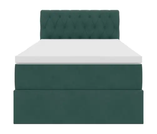 Gulta Ar Uzglabāšanas Vietu Un Led Tumši Zaļš 90 X 200 Cm Samts Vidaxl