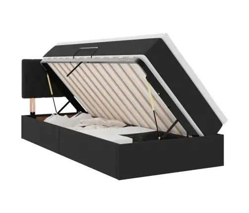 Lova Su Daiktų Laikymo Vieta Ir Led Juoda 100 X 200 Cm Aksomas