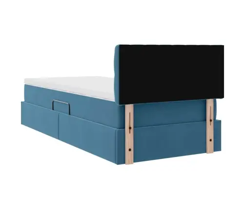 Gulta Ar Uzglabāšanas Vietu Un Led Tumši Zils 100 X 200 Cm Vidaxl