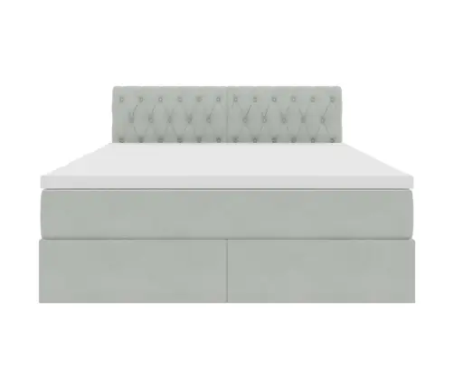 Gulta Ar Led Sloksnes Lukturiem Gaiši Pelēks 140 X 190 Cm Samts Vidaxl