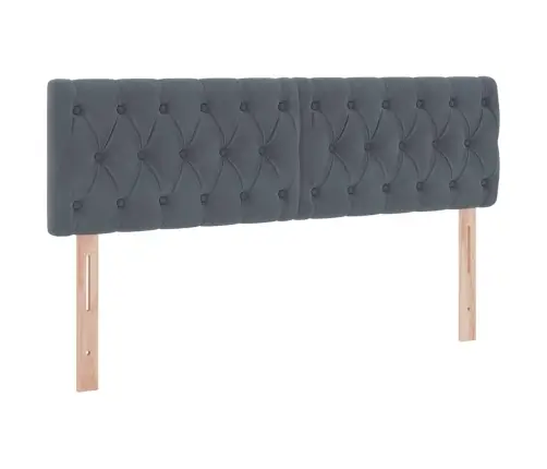 Gulta Ar Led Sloksnes Lukturiem Tumši Pelēks 140 X 190 Cm Samts Vidaxl