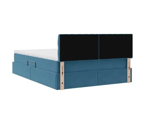 Lova Su Daiktų Laikymo Vieta Ir Led Tamsiai Mėlyna 140 X 190 Cm