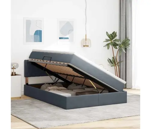 Led-Valgusega Hoiuvoodi Madratsiga Tumehall 140 X 200 Cm Samet