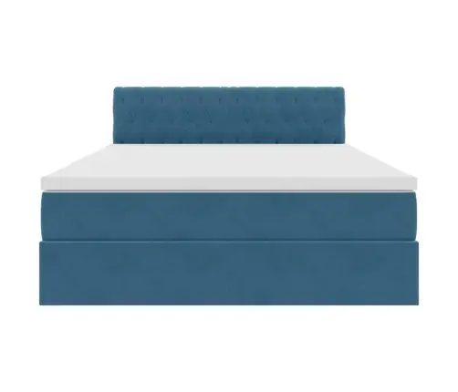 Gulta Ar Led Sloksnes Lukturiem Tumši Zils 140 X 200 Cm Samts Vidaxl