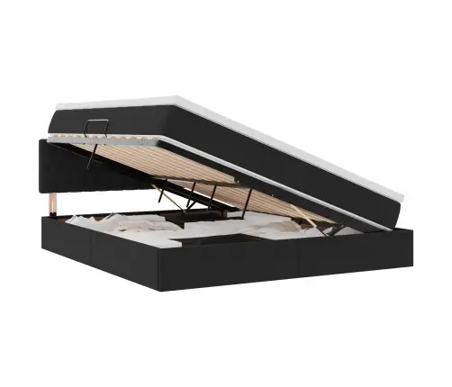 Gulta Ar Led Sloksnes Lukturiem Melna 180 X 200 Cm Samts Vidaxl