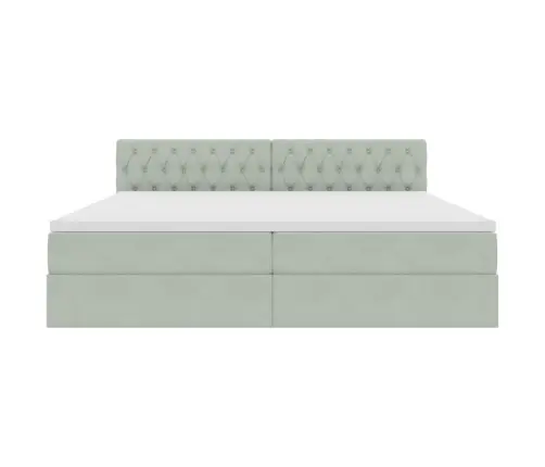 Led-Valgusega Hoiuvoodi Madratsiga Helehall 200 X 200 Cm Samet