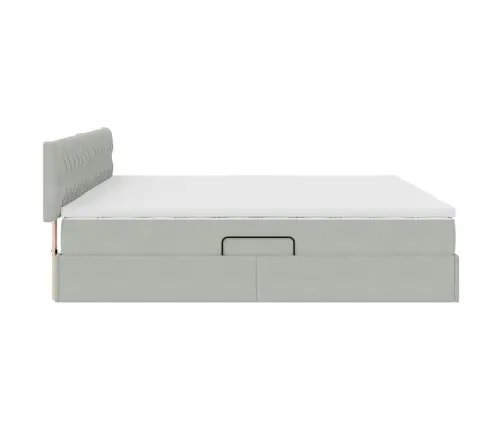 Led-Valgusega Hoiuvoodi Madratsiga Helehall 200 X 200 Cm Samet