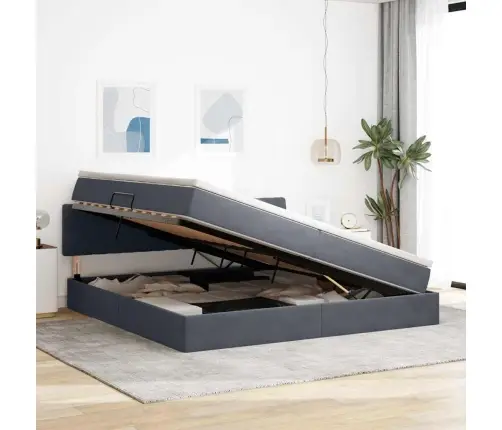 Lova Su Daiktų Laikymo Vieta Ir Led Tamsiai Pilka 200 X 200 Cm