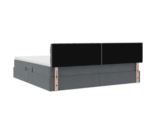 Lova Su Daiktų Laikymo Vieta Ir Led Tamsiai Pilka 200 X 200 Cm