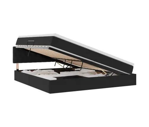 Gulta Ar Led Sloksnes Lukturiem Melna 200 X 200 Cm Samts Vidaxl