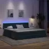 Gulta Ar Led Sloksnes Lukturiem Tumši Zils 200 X 200 Cm Samts Vidaxl