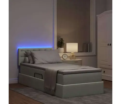 Gulta Ar Uzglabāšanas Vietu Un Led Gaiši Pelēks 90 X 190 Cm Vidaxl