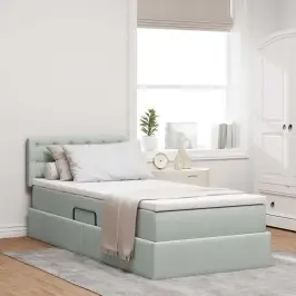 Lova Su Daiktų Laikymo Vieta Ir Led Šviesiai Pilka 90 X 190 Cm