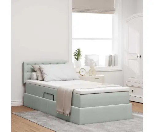 Gulta Ar Uzglabāšanas Vietu Un Led Gaiši Pelēks 90 X 190 Cm Vidaxl