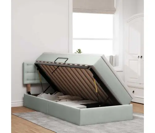 Gulta Ar Uzglabāšanas Vietu Un Led Gaiši Pelēks 90 X 190 Cm Vidaxl