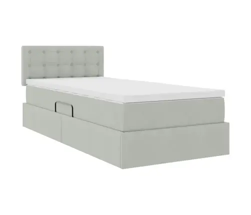 Gulta Ar Uzglabāšanas Vietu Un Led Gaiši Pelēks 90 X 190 Cm Vidaxl