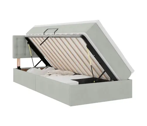 Lova Su Daiktų Laikymo Vieta Ir Led Šviesiai Pilka 100 X 200 Cm