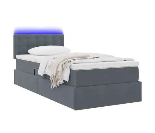 Lova Su Daiktų Laikymo Vieta Ir Led Tamsiai Pilka 100 X 200 Cm