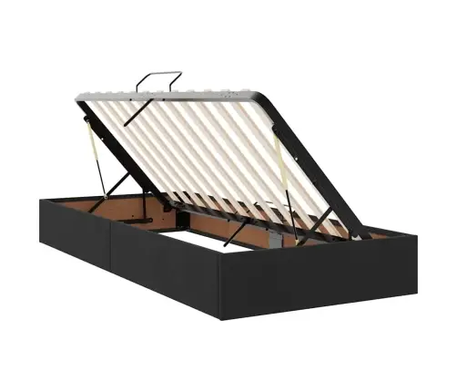 Gulta Ar Uzglabāšanas Vietu Un Led Melna 100 X 200 Cm Samts Vidaxl