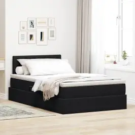 Lova Su Daiktų Laikymo Vieta Ir Led Juoda 120 X 190 Cm Aksomas