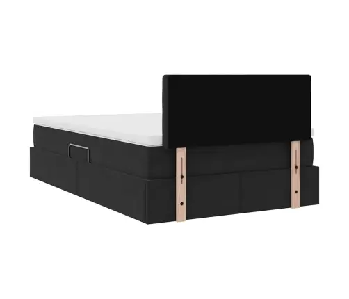 Led-Valgusega Hoiuvoodi Madratsiga Must 120 X 200 Cm Samet