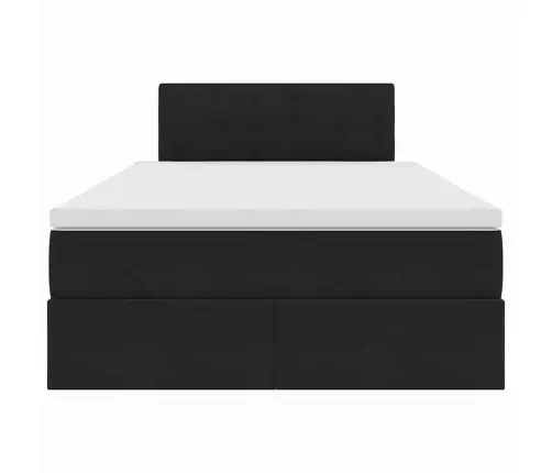Led-Valgusega Hoiuvoodi Madratsiga Must 120 X 200 Cm Samet