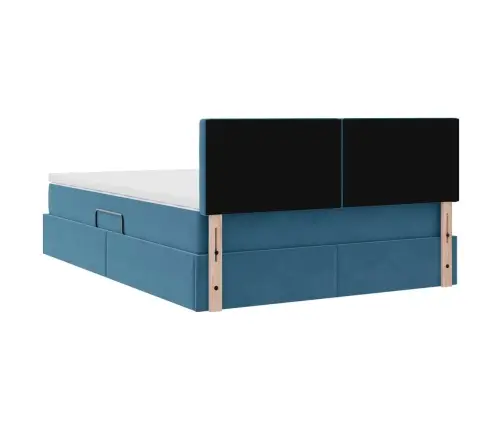 Lova Su Daiktų Laikymo Vieta Ir Led Tamsiai Mėlyna 140 X 190 Cm