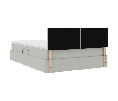 Voodi Led -Ribatuledega Peaga Helehall 140 X 200 Cm Samet