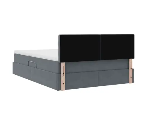 Gulta Ar Led Sloksnes Lukturiem Tumši Pelēks 140 X 200 Cm Samts Vidaxl