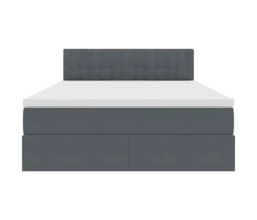 Gulta Ar Led Sloksnes Lukturiem Tumši Pelēks 140 X 200 Cm Samts Vidaxl